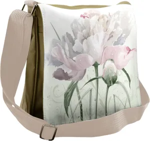 Ambesonne Flower Messenger Bag, Pink Rose Tulip Abstract, Unisex Cross-body