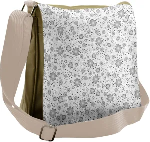 Ambesonne Flower Messenger Bag, Rotary Round Rings Dots, Unisex Cross-body