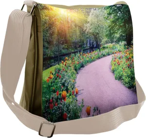 Ambesonne Garden Messenger Bag, Keukenhof Netherlands, Unisex Cross-body