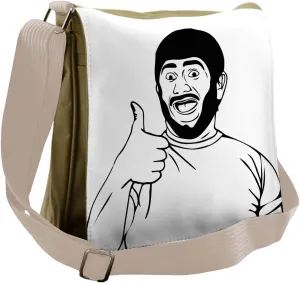 Ambesonne Humor Messenger Bag, Nice Job Bro Thumbs, Unisex Cross-body