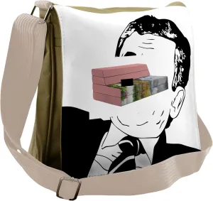 Ambesonne Humor Messenger Bag, Reaction Human Comics, Unisex Cross-body