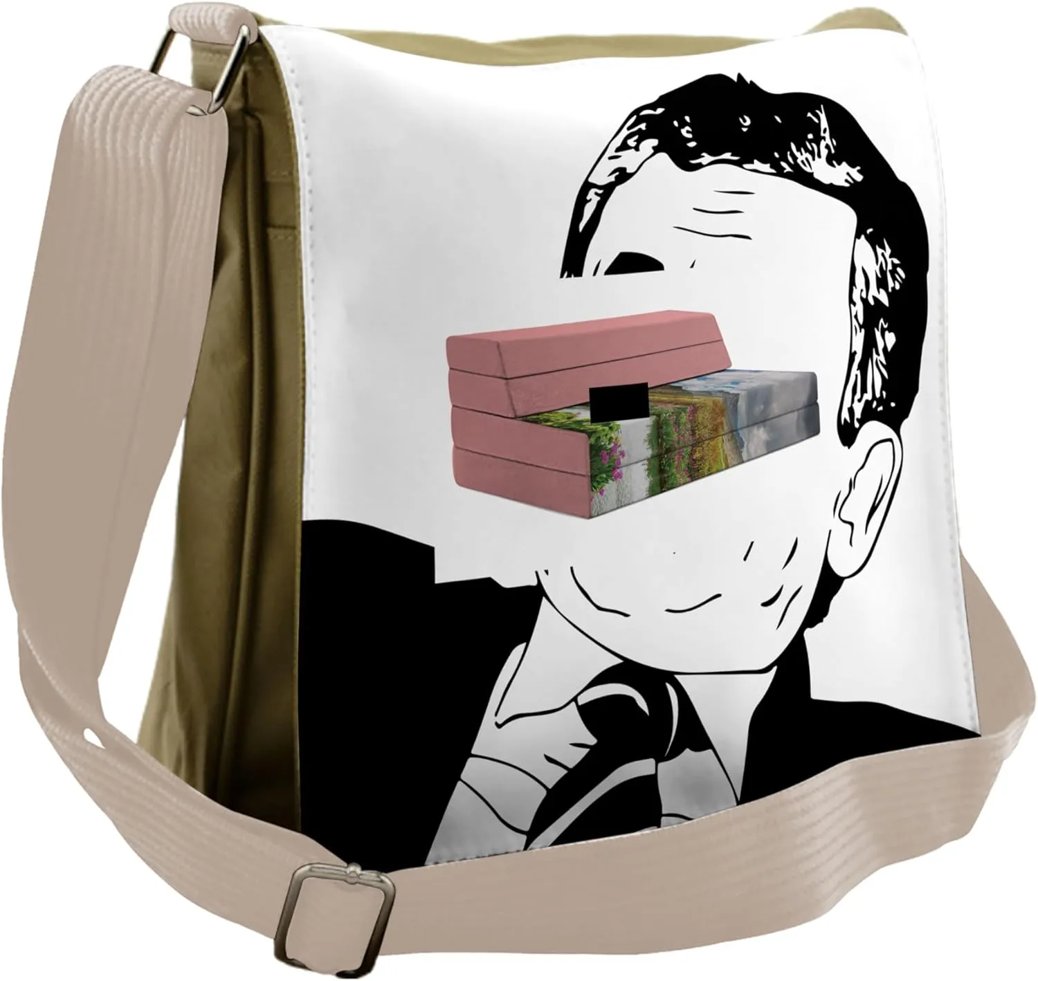 Ambesonne Humor Messenger Bag, Reaction Human Comics, Unisex Cross-body