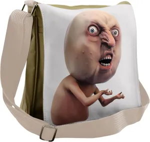 Ambesonne Humor Messenger Bag, Why You No Troll Meme, Unisex Cross-body