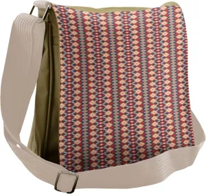 Ambesonne Ikat Messenger Bag, Indigenous Pattern, Unisex Cross-body