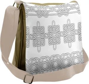 Ambesonne Irish Messenger Bag, Indigenous Stencil Art, Unisex Cross-body