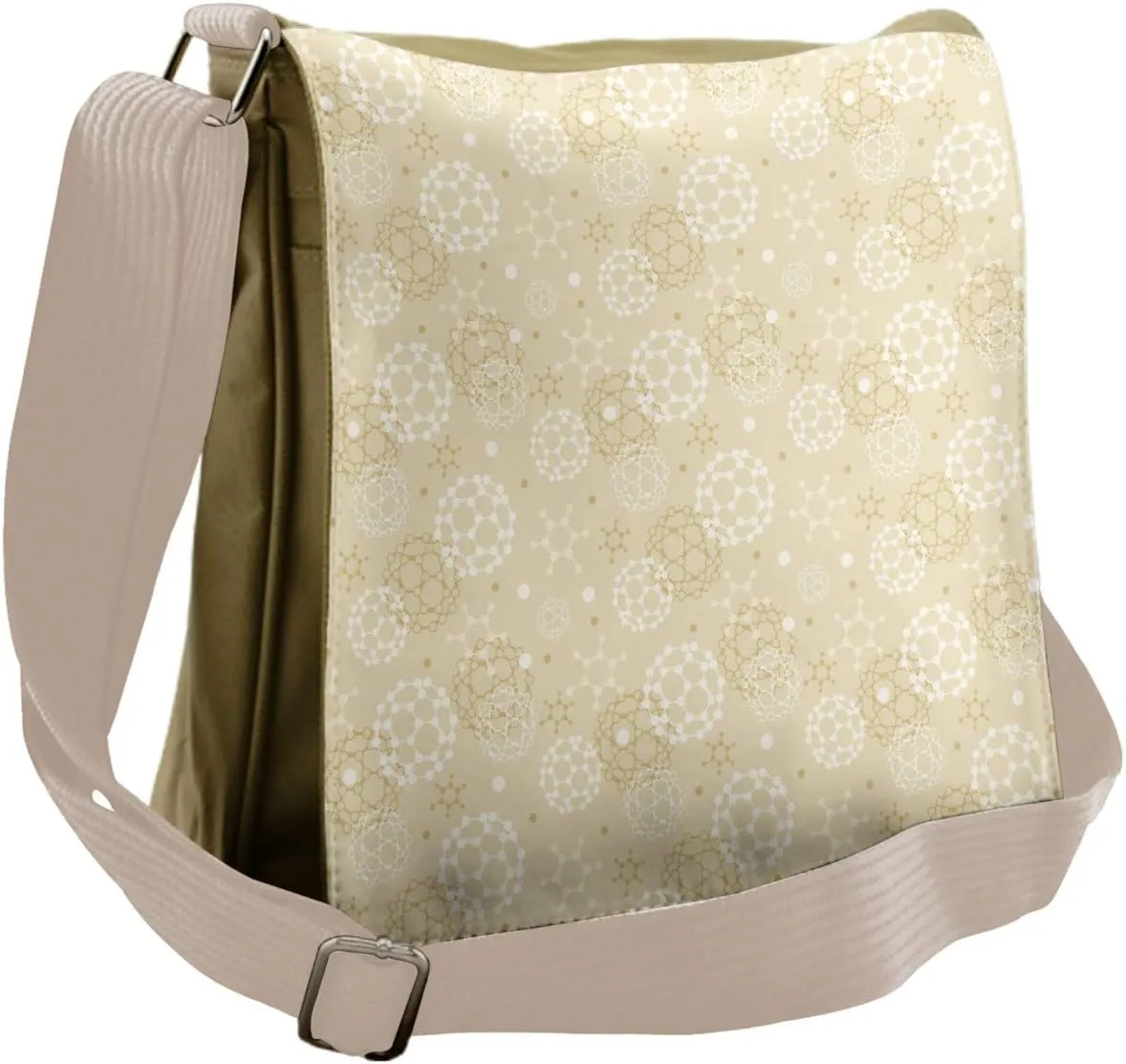 Ambesonne Ivory Messenger Bag, Science Molecule Motif, Unisex Cross-body