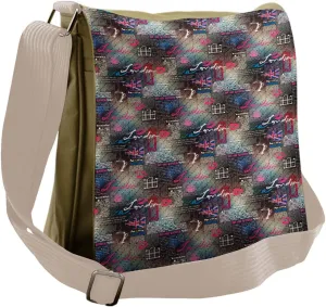 Ambesonne London Messenger Bag, Grunge Newspaper Collage, Unisex Cross-body