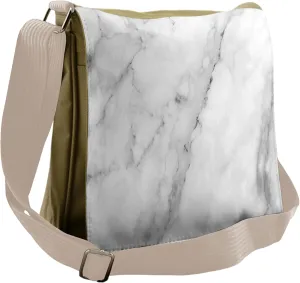 Ambesonne Marble Print Messenger Bag, Granite Surface Motif, Unisex Cross-body
