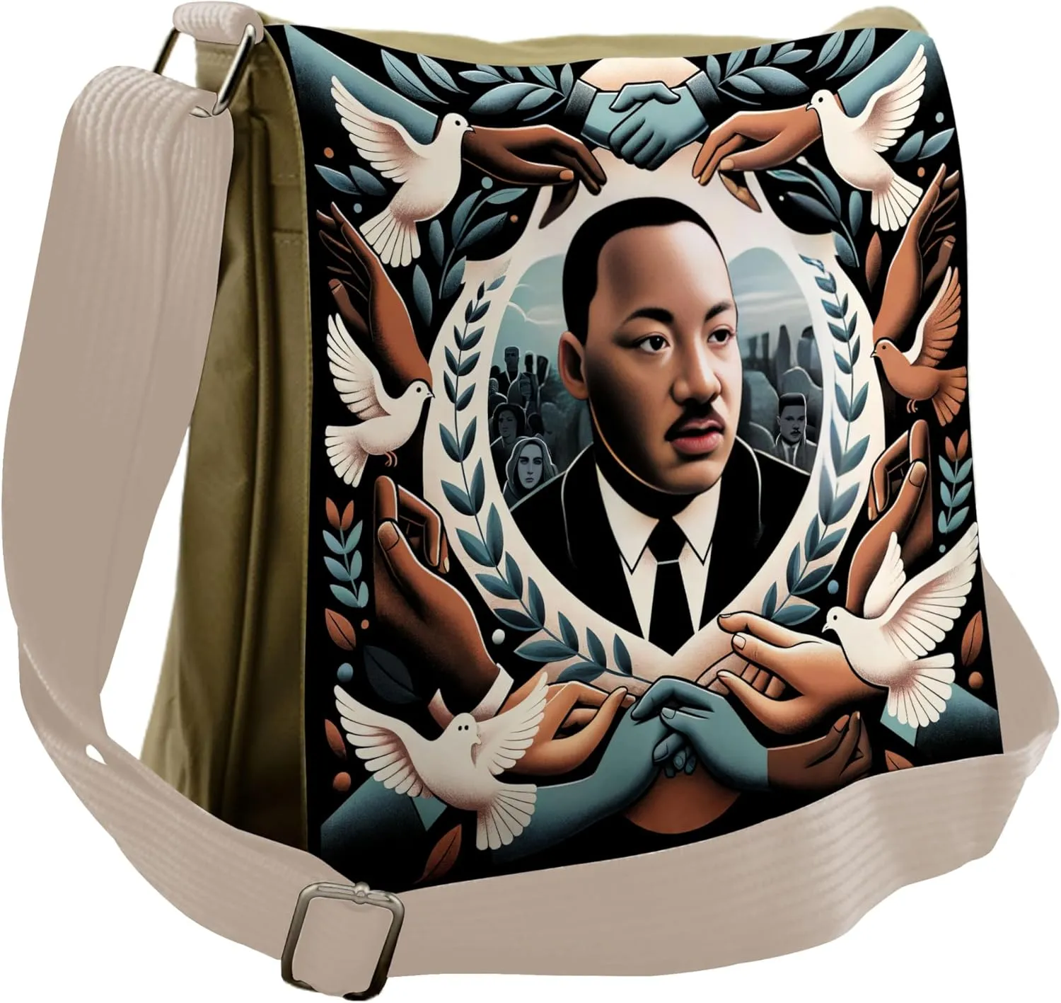 Ambesonne Martin Luther King Jr Day Messenger Bag, Portrait, Unisex Cross-body