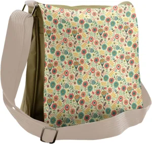 Ambesonne Modern Messenger Bag, Flower Bouquet Botany, Unisex Cross-body