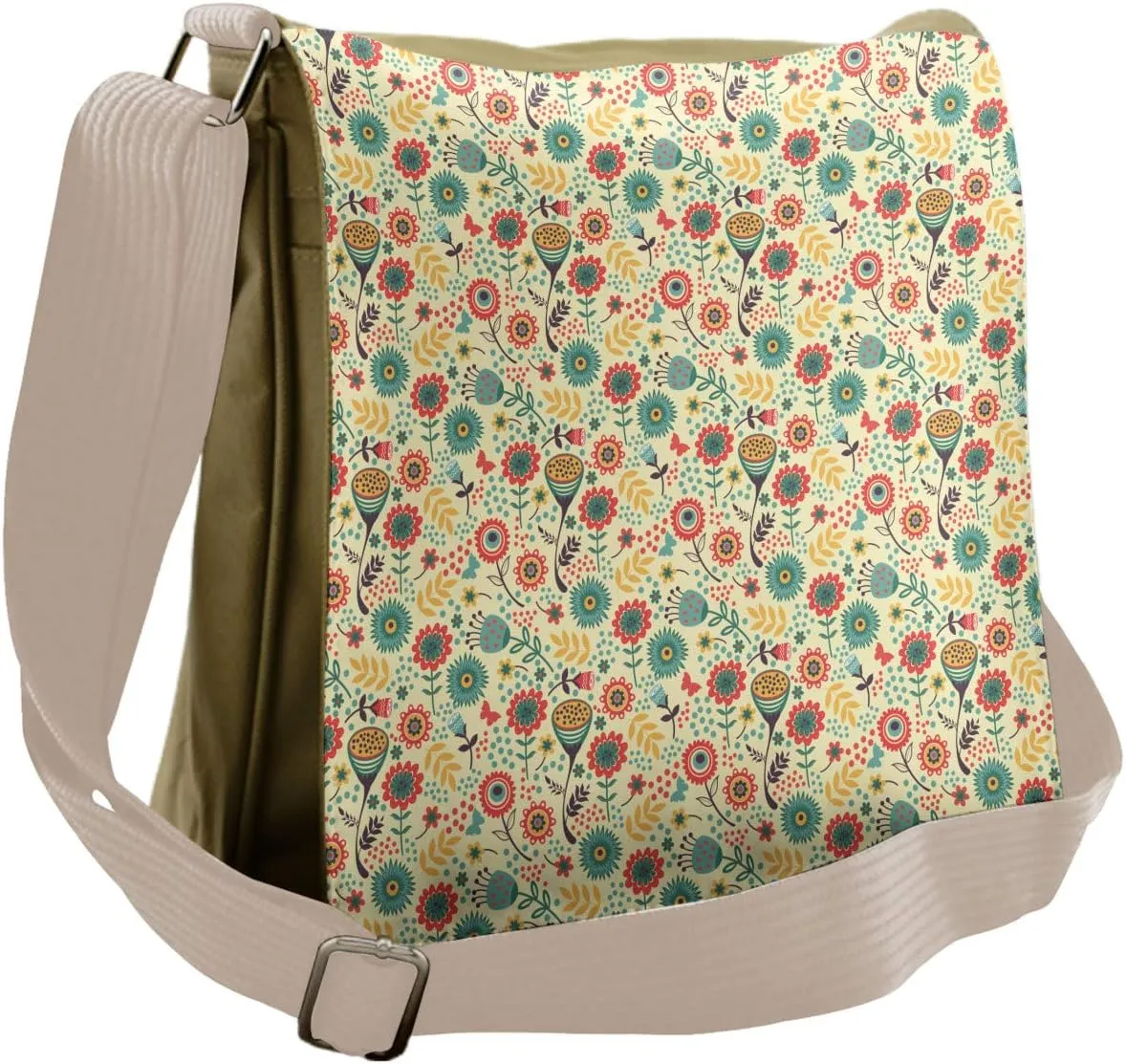 Ambesonne Modern Messenger Bag, Flower Bouquet Botany, Unisex Cross-body