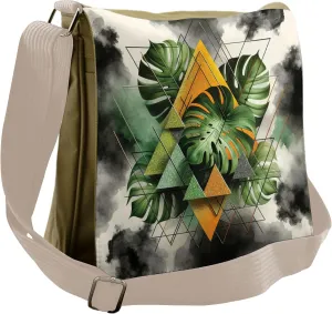 Ambesonne Monstera Messenger Bag, Leaves Triangles Mystery, Unisex Cross-body