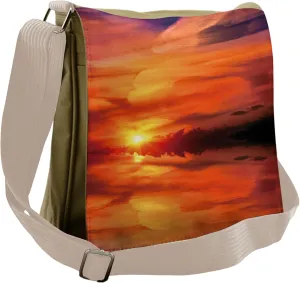 Ambesonne Nature Messenger Bag, Dramatic Sunset Lake, Unisex Cross-body