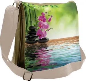 Ambesonne Nature Messenger Bag, Tropic Orchid Flower, Unisex Cross-body