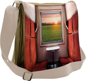 Ambesonne Nature Messenger Bag, Window Railroad Travel, Unisex Cross-body