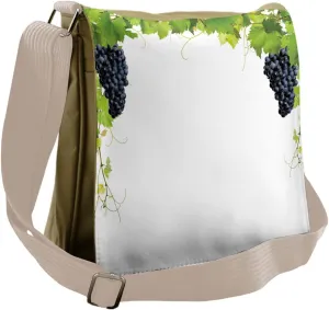 Ambesonne Nature Messenger Bag, Wine Leaves in Village, Unisex Cross-body