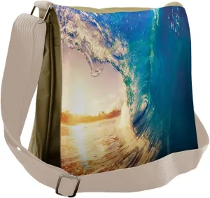 Ambesonne Ocean Messenger Bag, Tropical Trees Shoreline, Unisex Cross-body