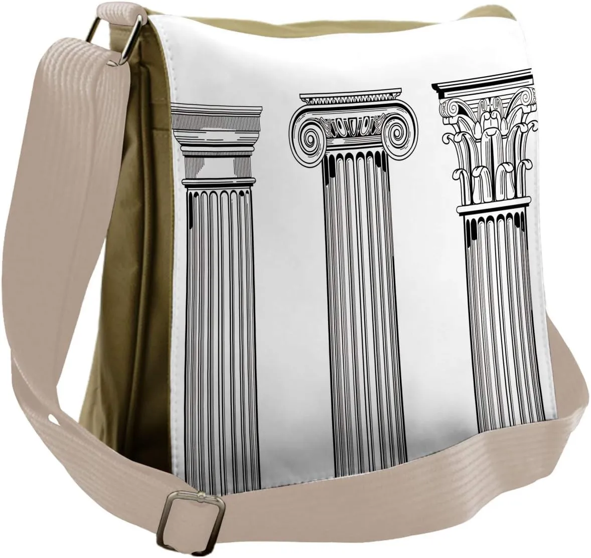 Ambesonne Pillar Messenger Bag, Antique Column Capitals, Unisex Cross-body