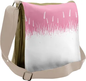 Ambesonne Pink Messenger Bag, Bushes and Wheat Field, Unisex Cross-body
