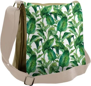 Ambesonne Plant Messenger Bag, Equatorial Leaves, Unisex Cross-body