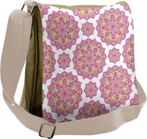Ambesonne Purple Mandala Messenger Bag, Lotus Essence, Unisex Cross-body