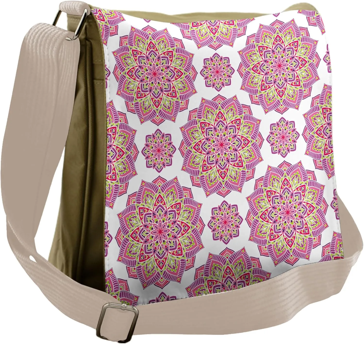 Ambesonne Purple Mandala Messenger Bag, Lotus Essence, Unisex Cross-body