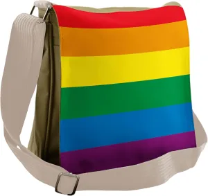Ambesonne Rainbow Messenger Bag, Gay Parade Flag Freedom, Unisex Cross-body