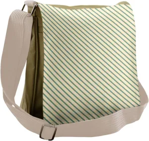 Ambesonne Retro Messenger Bag, Bias Green Stripes, Unisex Cross-body
