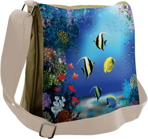 Ambesonne Sea Messenger Bag, Ocean Coral Reefs Tropic, Unisex Cross-body