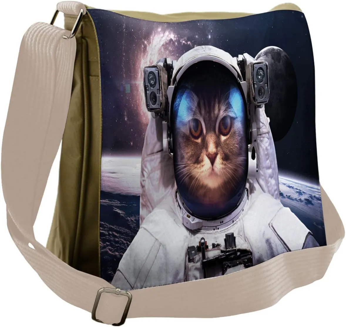 Ambesonne Space Cat Messenger Bag, Cosmos Cluster Zodiac, Unisex Cross-body