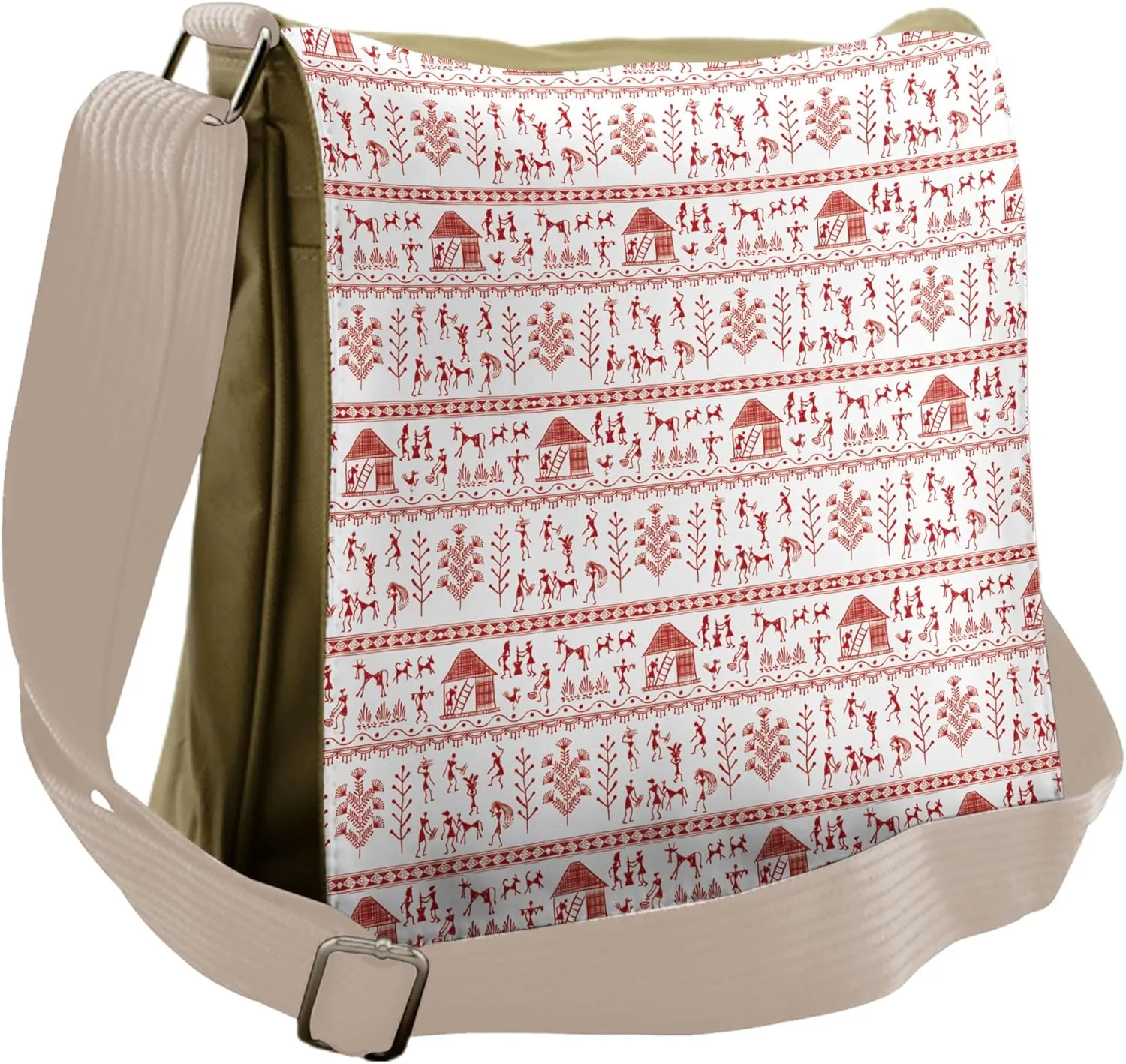 Ambesonne Traditional Messenger Bag, Prehistoric Drawing, Unisex Cross-body