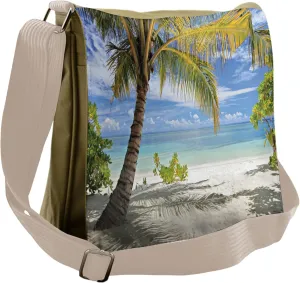 Ambesonne Tropical Messenger Bag, Palm Trees Coastline, Unisex Cross-body