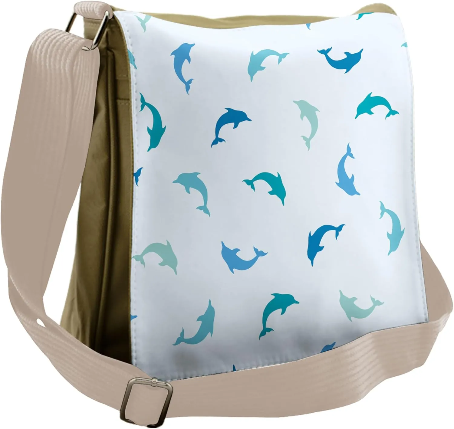 Ambesonne Turquoise Messenger Bag, Jumping Mammals, Unisex Cross-body