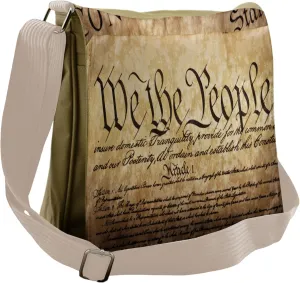 Ambesonne United States Messenger Bag, Constitution Text, Unisex Cross-body