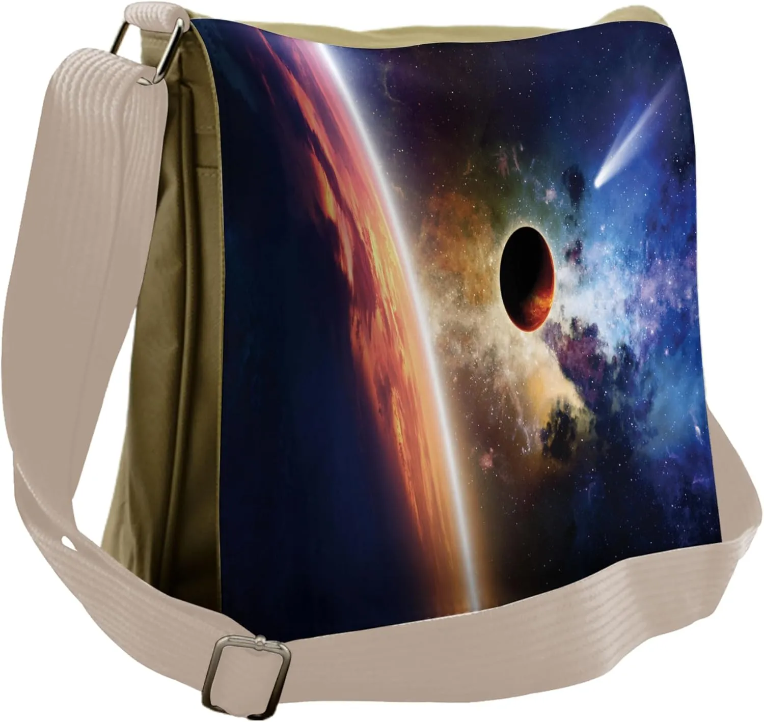 Ambesonne Universe Messenger Bag, Solar System Cornet, Unisex Cross-body