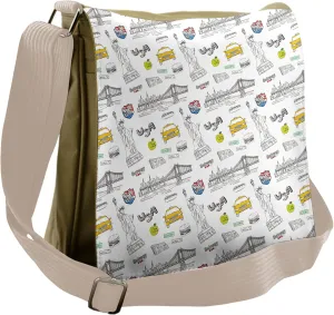 Ambesonne USA Messenger Bag, Liberty Manhattan, Unisex Cross-body