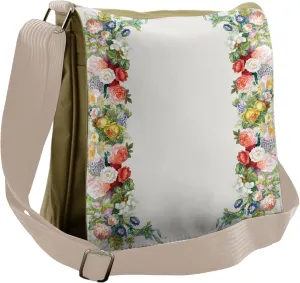 Ambesonne Victorian Messenger Bag, Rose Garland Pastel, Unisex Cross-body
