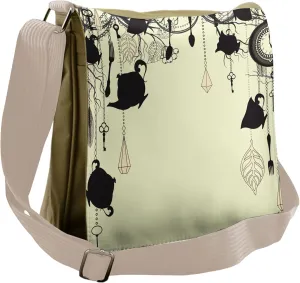 Ambesonne Vintage Messenger Bag, Diamonds Forks Spoons, Unisex Cross-body