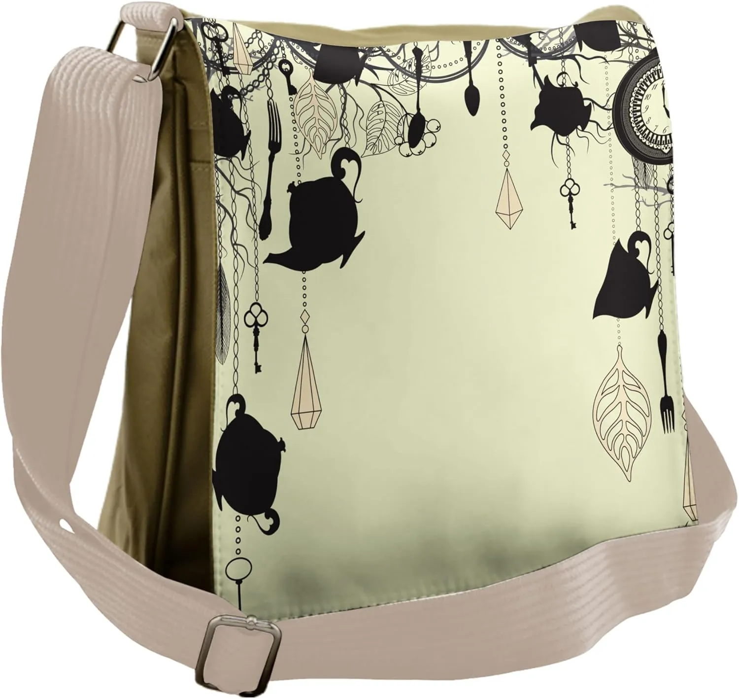 Ambesonne Vintage Messenger Bag, Diamonds Forks Spoons, Unisex Cross-body