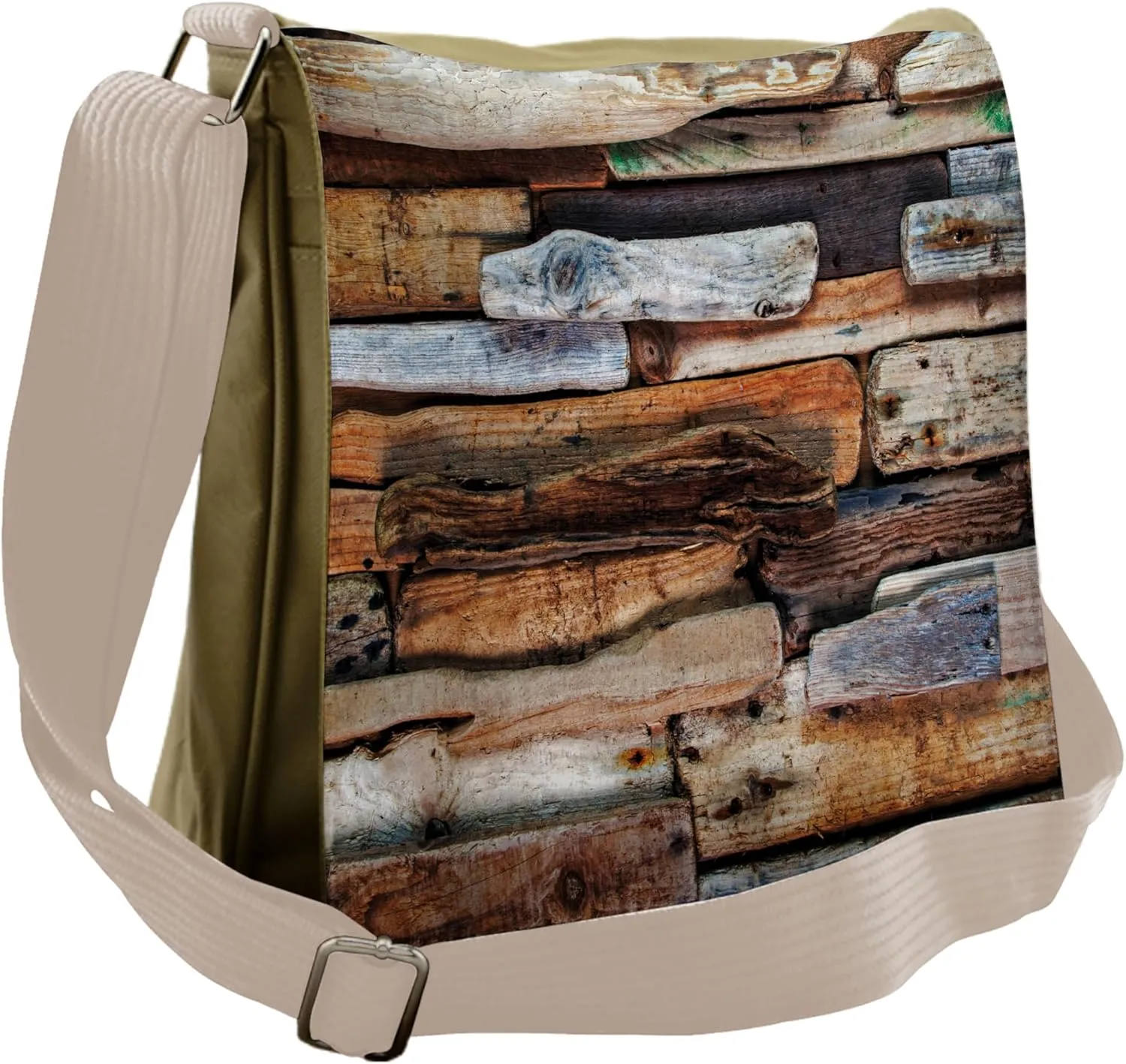 Ambesonne Vintage Messenger Bag, Knotty Planks Vintage, Unisex Cross-body