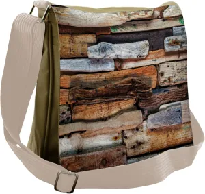 Ambesonne Vintage Messenger Bag, Knotty Planks Vintage, Unisex Cross-body
