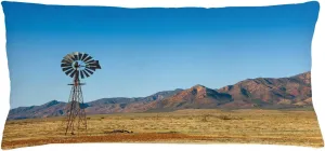 Ambesonne Windmill Throw Pillow Cushion Cover, Flinders Ranges South Australia Mountains Barren Land Summer, Decorative Rectangle Accent Pillow Case, 36" X 16", Earth Yellow and Pale Blue