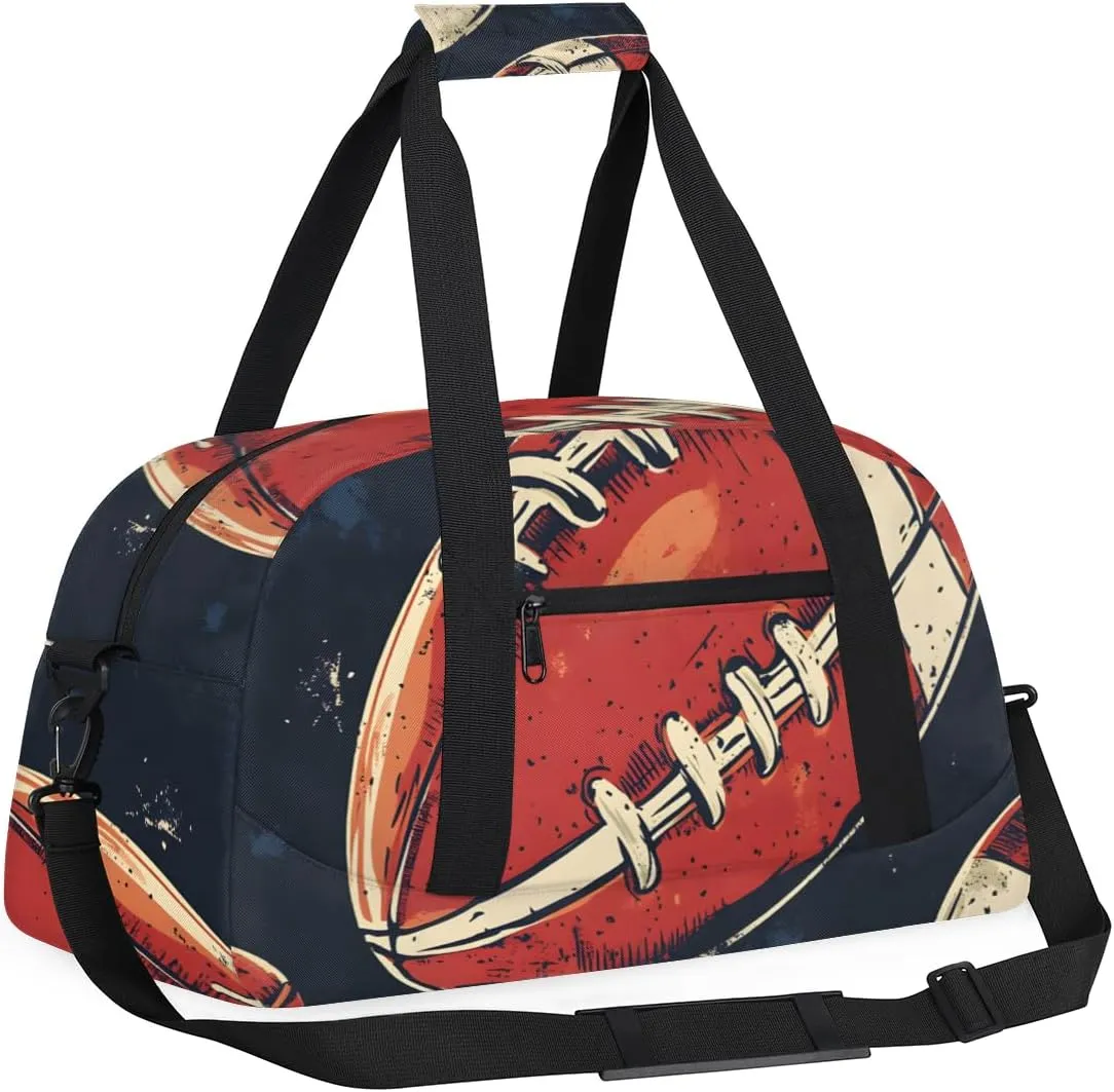 American Football Boys Girls Gym Bag Dance Perform Training Duffel Bags Weekender Carry-On Tote Luggage Bag Ideal for School Practice or Overnight Trips
