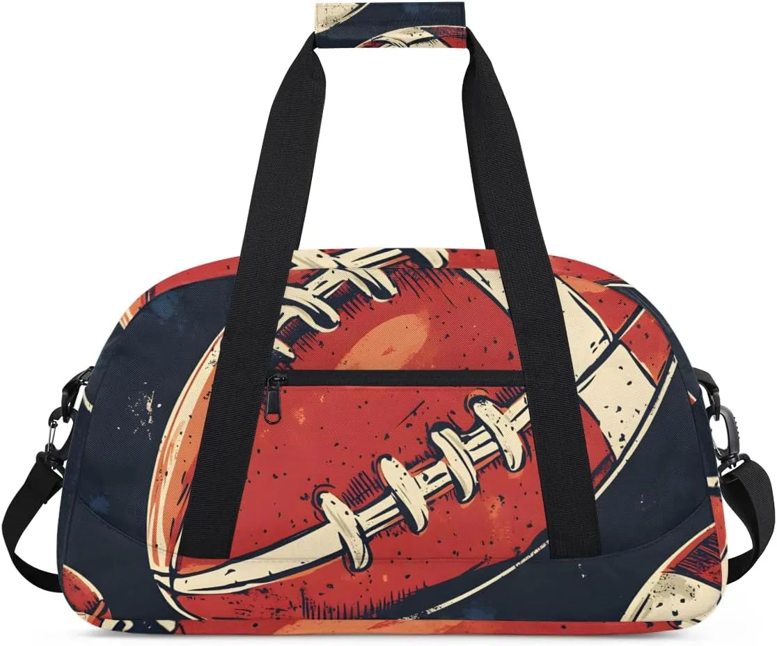 American Football Boys Girls Gym Bag Dance Perform Training Duffel Bags Weekender Carry-On Tote Luggage Bag Ideal for School Practice or Overnight Trips