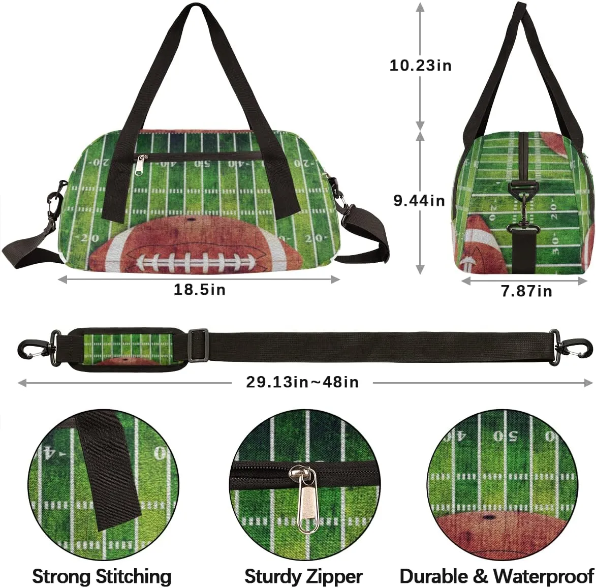 American Football Field Kids Duffel Bag for Girls Boys Teens, Oil Painting Dance Bag Overnight Small Duffel Bag Carry On Weekend Sports Gym Travel Bag for School Practice Gymnastics Ballet