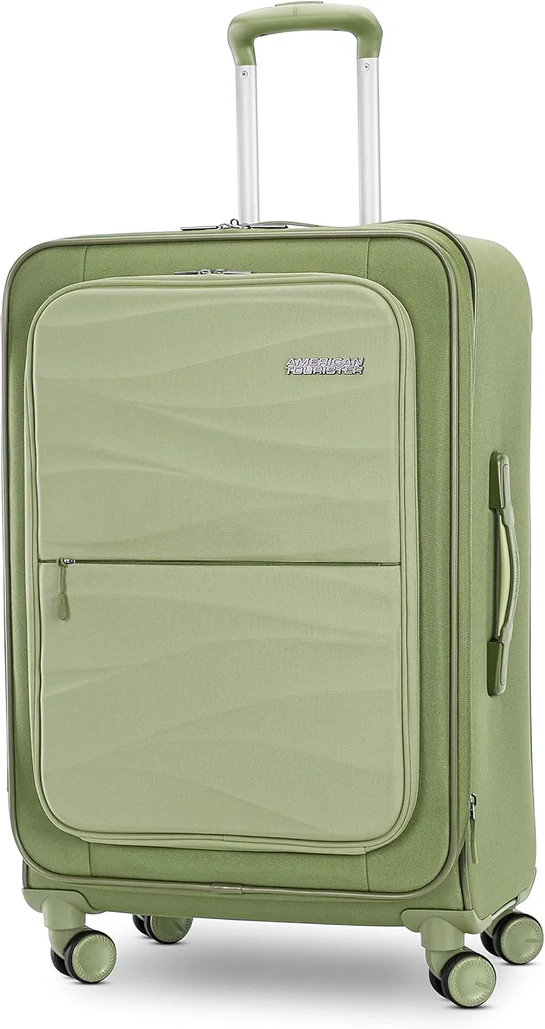 American Tourister Cascade Softside Expandable Luggage with Spinner Wheels, Sage Green, 24-Inch