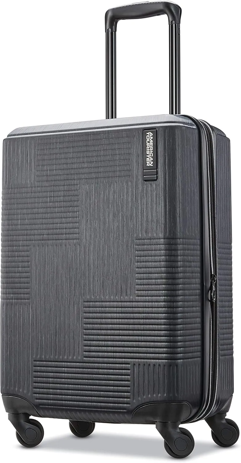 American Tourister Stratum XLT Expandable Hardside Luggage with Spinner Wheels, Jet Black, 3-Piece Set (20/24/28)
