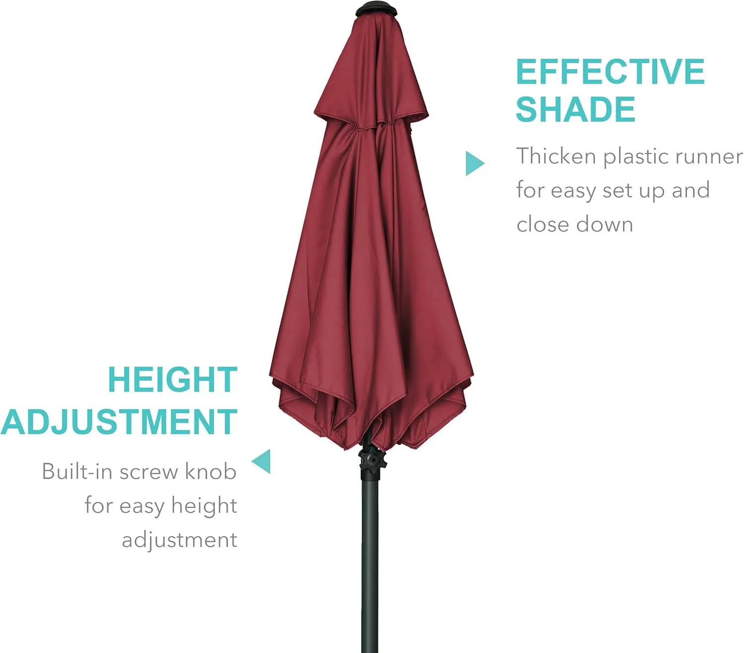AMMSUN 5.8ft Patio Umbrella Outdoor Table Umbrellas with Push Button Tilt, UPF50  Premium Steel Pole and Ribs for Deck, Lawn, Garden, Backyard & Pool (Burgundy)