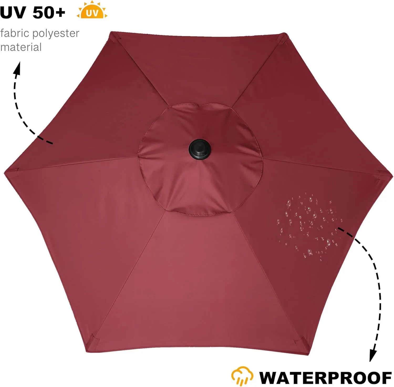 AMMSUN 5.8ft Patio Umbrella Outdoor Table Umbrellas with Push Button Tilt, UPF50  Premium Steel Pole and Ribs for Deck, Lawn, Garden, Backyard & Pool (Burgundy)