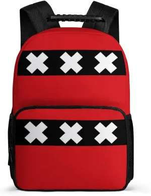 Amsterdam Flag Travel Backpack Casual Daypacks Computer Shoulder Bag for Work Shopping Unisex 16 Inch